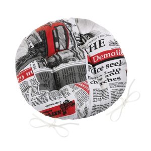 Bellatex Sedák Ema kulatý prošívaný Noviny červená, 40 cm